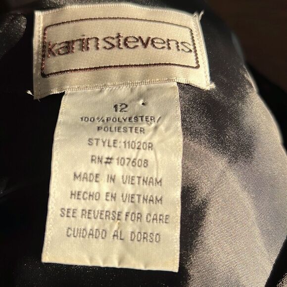 Karin Stevens Black Chiffon Embellished Embroidered Maxi Formal Dress Size 12 - Picture 3 of 11